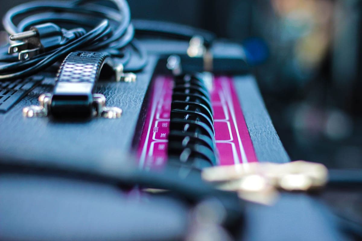 Audio cables and connectors on a piece of equipment